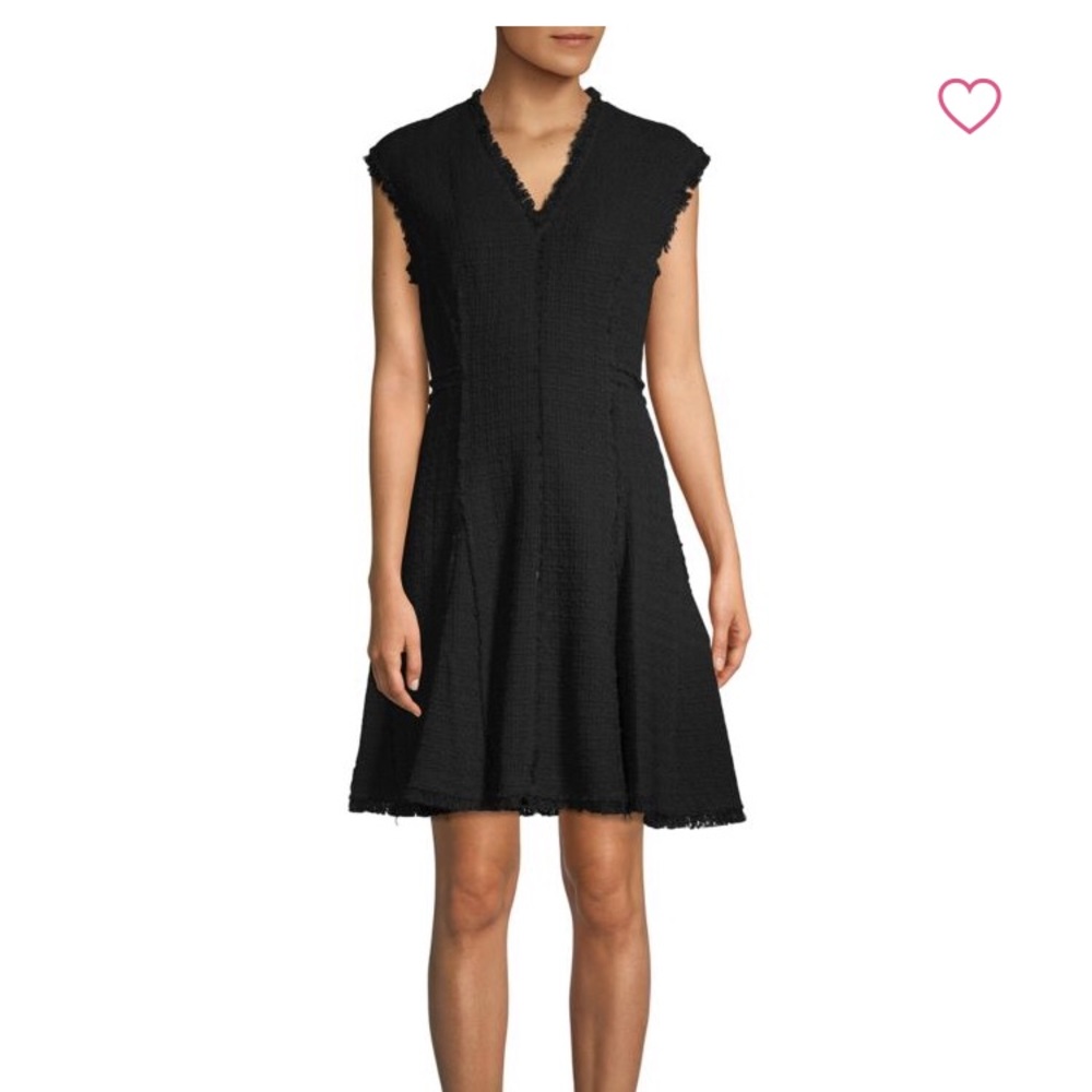Rebecca Taylor Tweed Fit & Flare Black Dress